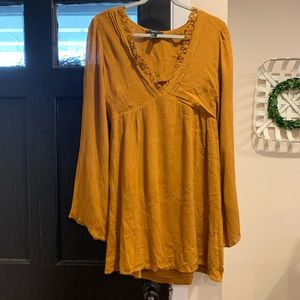 NWOT Forever 21 mustard fall dress bell sleeves